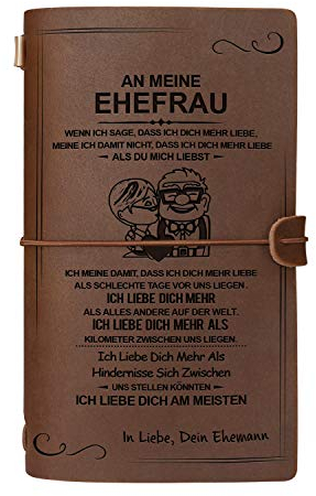 Graviertes Leder-Notizbuch für die Geschenke Meine Ehefrau - Handgefertigtes echtes Lederjournal für das Reisetagebuch Journal Sketch Book - Perfektes Jubiläums-Weihnachtsfest für Ehefrau von Ehemann