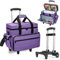 Teamoy Nähmaschinentasche Trolley, Nähmaschinentasche mit Rollen, Nähmaschinen Trolley für Nähmaschine Zubehör, Lila