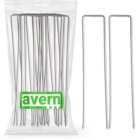Avern 50 pack of 6 inch Galvanised Garden Securing Peg for weed fabric, netting, fleece, landscape fabrics, polythene sheeting, chicken wire, membrane (50, 6/150mm, Galvanised Steel (Rust Protected))
