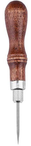 Punteruolo per Cucire Manico con 4 Teste di punteruolo, 4 in 1 Manico in Legno Cucitura in Pelle Punteruolo per Cucire Strumento per Perforazione in Pelle Fai-da-Te