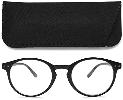 MAGIMODAC Damen Computer Lesebrille Blaulichfilter Leicht Rund Oval Lesebrillen Computerbrille mit Sehstärke Lesehilfe Sehhilfe(Hell schwarz, 0.00)