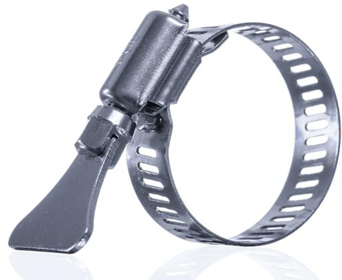 YoiYee Lot de 4 colliers de serrage réglables en acier inoxydable 304 avec vis moletée, sangle de conduit d'entraînement à vis sans fin en métal de type papillon pour sécuriser la conduite de