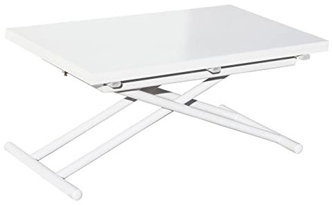KITKAY Mesa de Centro Upa Elevable y Extensible Blanco