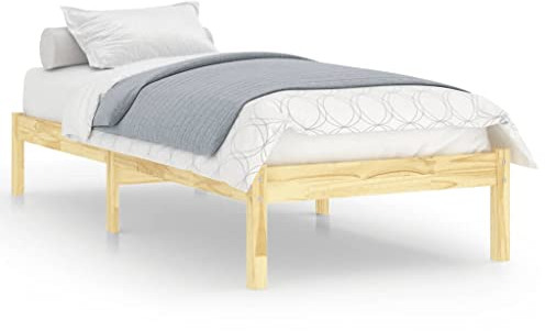 vidaXL Massivholzbett, Bett Holzbett für Schlafzimmer, Bettgestell Bettrahmen mit Lattenrost, Einzelbett Schlafzimmerbett, Modern, 75x190cm