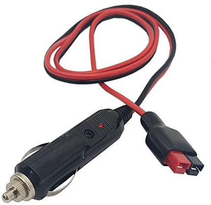 Halokny Kfz-Zigarettenanzünder-Stecker, 14 AWG, 45 A, Verlängerungskabel-Adapter-Stecker, mit interner 15 A-Sicherung, kompatibel mit Anderson PowerPole Port – 1 m