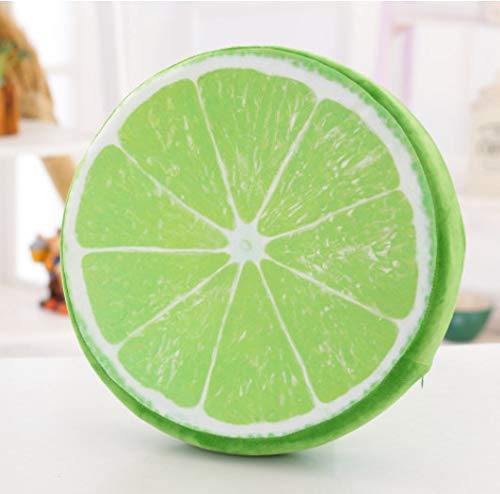 WJYLM Satz von 2/4 Sitzkissen, 3D-Obst-Plüsch-Stuhlpolster für Innen- und Außenbereich, Garten, Terrasse, Küche und Bürostühle, rundes Kissen, 2er-Set (38,7 cm) Zitrone