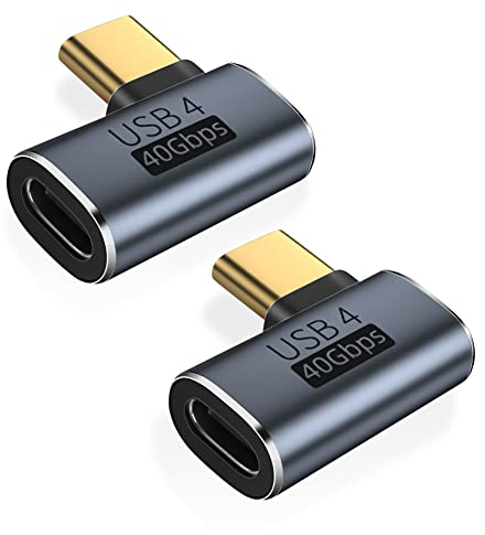 BORLTER CLAMP Adaptador USB C Hembra a USB C Macho, Paquete de 2, Adaptador USB Tipo C 4.0 OTG Ángulo Recto, Convertidor USB-C 40Gbps, Compatible con MacBook, Teléfonos USB-C, Tabletas y Más