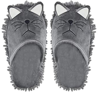SERUMY Mop Zapatillas Slipper De Dibujos Animados De Microfibra Limpieza De Pisos De Cloque para Hombres Y Mujeres De La Casa Slippre De Polvo De Polvo De La Casa Slipper-Grey,45