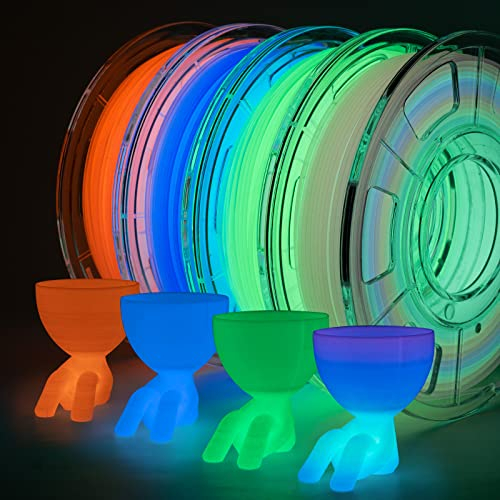 TRONXY 3D Drucker Filament Bundle, Glühen im dunklen Filament Gradient, Grün, Lila und Rot, PLA Filament 1.75 mm, Maßgenauigkeit +/- 0.02 mm, für die meisten 3D Drucker 250g*4 Pack