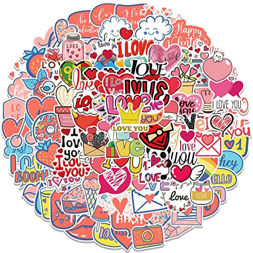 AUCEKO 100 Stück Valentine's Day Aufkleber Pack Love Sticker Set wasserdichte Vinyl Sticker für Laptop Kinder Autos Motorrad Fahrrad Skateboard Gepäck Koffer Computer Aufkleber Graffiti Decal