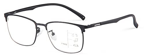 RICCIE Intelligente Gleitsicht Lesebrille Männer mit Anti-Blau Effekt, HD asphärische Harzgläser Vergrößerungsgläser Dioptrie +1,0 bis +3,0,01,+2.0