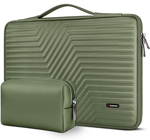 DOMISO 17 inch Protective Laptop Sleeve with Pouch Shockproof Waterproof EVA Case for 17.3 Dell/MSI GS73VR Stealth Pro/Lenovo IdeaPad 320 321/HP Envy 17/LG Gram 17/ASUS ROG Strix GL702VS,Green