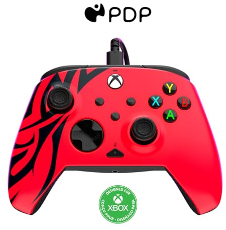 PDP Gaming REMATCH Enhanced Wired Gaming Controller: Licensed Gamepad for Xbox Series X|S, Xbox One, Windows PC, Mappable Back Buttons, Customizable Triggers, Audio Control, Companion App: Spirit Red