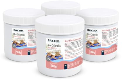 Höfer Chemie 4 x 500 g Mini - Chlortabs 2,7 g schnell löslich geeignet für kleine Pools, Whirlpools und Planschbecken