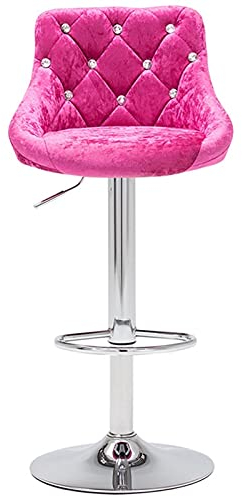Hocker Einfacher hoher Barstuhl mit Rückenlehne und Sitzkissen, für Bardekorationen auf dem Balkon zu Hause, Sitzhöhe verstellbar 58–78 cm (Farbe: Rosa) (Pink) Made in China