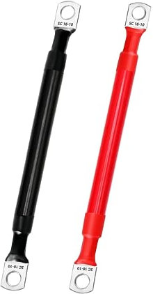 Kofelec Battery Cable 30cm 5AWG 16mm², 12V Battery Cable, With M10 Ring Terminals, For Solar Motorbike Car Battery Ground Cable, 2 Pcs (5AWG 30cm)