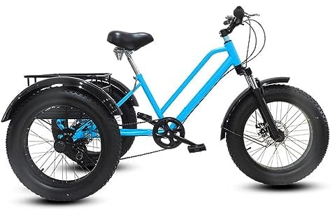 Kcolic 20 Zoll Fat Tire Dreirad Für Erwachsene, 7 Gang 3 Rad Fahrrad Einkaufskorb Breitere Sitze Erwachsene Cruiser Fahrräder Snow Human Dreirad Mit Verstellbarem Lenker A,20inch