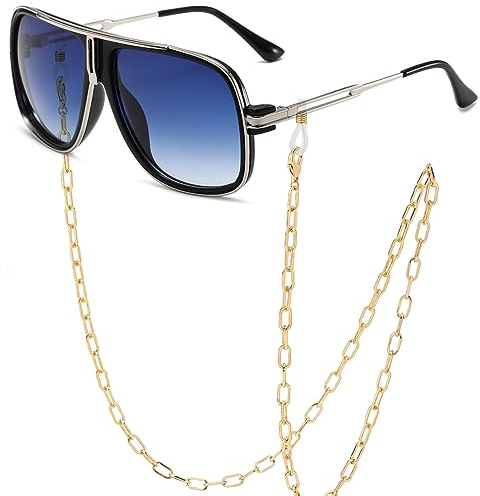 SHEEN KELLY Oversized Retro 80s Vintage Pilot Men Cowboy Sunglasses | Retro Style 80s 90s Glasses/Gradient Clear Lenses/This luxus Sunglasses Ideal for Partying, Partying, Outdoors and Driving