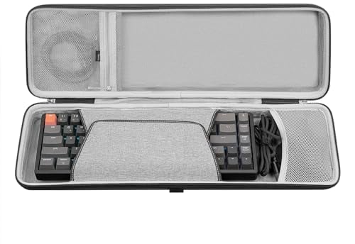 Geekria 65% Tastatur- und Maus-Kombinationstasche, Hartschalen-Reisetasche für 68 Tasten kompakte Tastatur (Dunkelgrau)