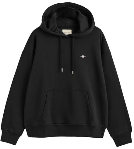 GANT Damen Shield Hoodie Kapuzenpullover, Schwarz, XL EU