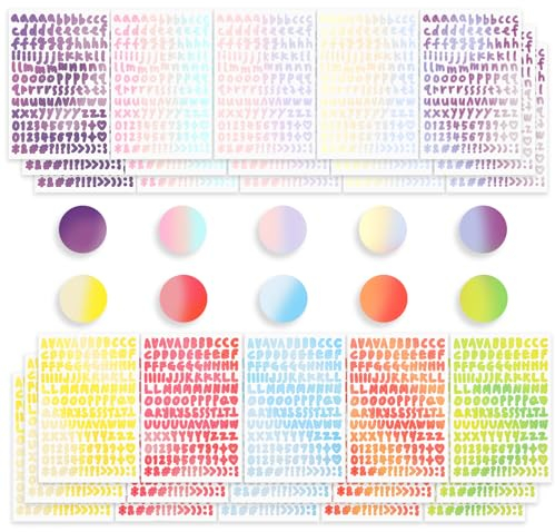 4320 Stück Buchstaben Aufkleber, 30 Blätter Klebebuchstaben Buchstaben Nummern Sticker Kit, Bunt Klebebuchstaben Aufkleber, für Postfach, Schilder, Adressnummer, Dekorationskunst, DIY Scrapbooking