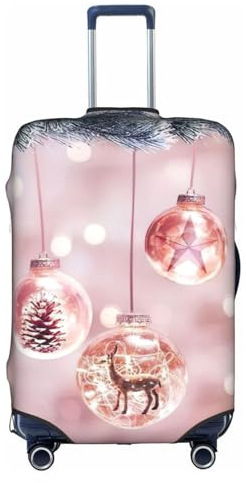 OdDdot Reisegepäckabdeckung, Reisegepäckabdeckung, waschbar, für 45,7 - 81,3 cm, Rosa, Rosa Weihnachtskugel, XL