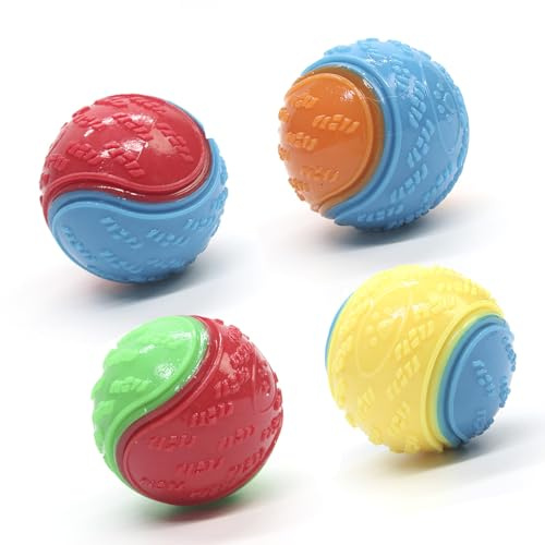 Irunfast 4Pcs Squeaky Dog Balls, Indestructible Dog Ball, Balls for Dogs Training, Teeth Cleaning Puppy Chew Toys