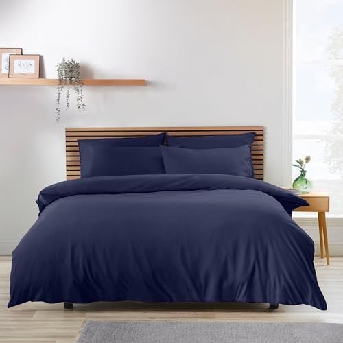 Catherine Lansfield So Soft Easy Iron Super King Duvet Cover Set Navy Blue