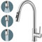 Warmiehomy Kitchen Tap 3 Way Kitchen taps Mixer with Pull Out Spray,High Arc 360° Swivel Single Handle 1 Hole Pull Down Kitchen Sink Taps Stainless Steel Mixer Tap Kitchen Sink,Chrome