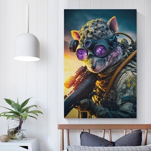 WKMoney Lustiges Ratten-Truppen-Kunstgemälde auf Leinwand, spielendes Bild, Druck, dekoratives Wandbild für das Badezimmer, fertig zum Aufhängen, 30 x 45 cm (12 x 18 Zoll)
