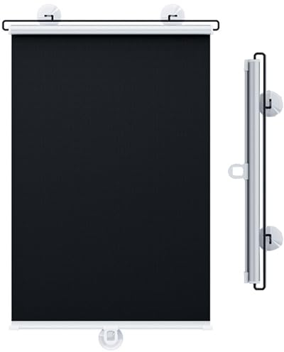 Sonnenschutz Saugnapfes Rollo,Einziehbare Verdunkelungsrollos,Sonnenschutzrollos Für Fenster Türen Auto,Tragbare Temporäre Jalousien Ohne Bohren,Sichtschutzvorhänge,Schwarz,W×H-72 * 100cm(28 * 39in)
