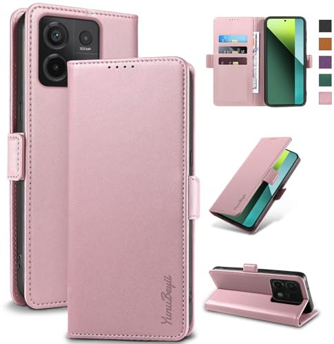 Yunubeyii Coque pour Xiaomi Redmi Note 13 Pro 5G - [Blocage RFID] Housse Étuis de Protection PU Luxe [Magnétique] [Fente Carte] [Stand] Portefeuille Flip Case,[Poudre]