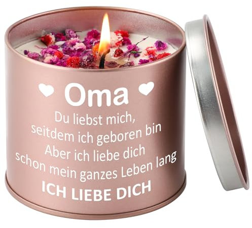 CadeauJoie Oma Geschenk,Geschenk für Oma, Lavendel Kerze aus Metall Muttertagsgeschenk für Oma, Geburtstag Muttertag Weihnachten geschenke für Oma von Enkeltochter Enkel