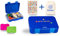 sosame BPA-frei Brotdose mit Fächern, Tritan Lunchbox & Bento Box für Kinder und Erwachsene, mit Kordel zug Tasche und Buchstabenaufklebern, Jausenbox für Kindergarten, Schule und Ausflug (BLAU)