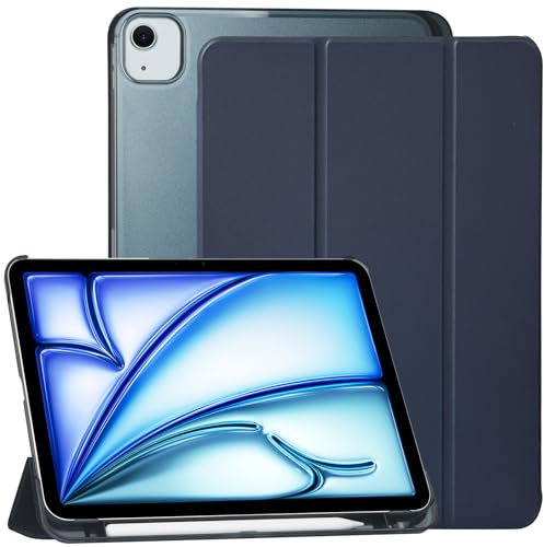 GOZOPO Funda para iPad Air 13 Pulgadas M3 2025 & M2 2024, iPad Pro 12.9 (2022-2018 Modelos), Funda Delgada y Ligera con Soporte para Lápices, Encendido y Apagado Automático, Azul Oscuro