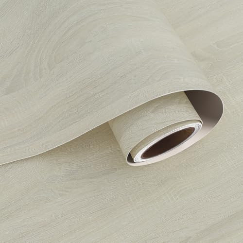 VaryPaper Papier Peint Imitation Bois Beige 40cmx200cm Vinyle Adhesif Bois Rouleau Adhesif Decoratif Film Autocollant Meuble Papier Peint Autocollant Mural Salon Adhesif Plan de Travail Armoire