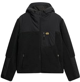 Superdry Herren Expedition Hybrid Hoodie mit Teddyfell Schwarz XXL