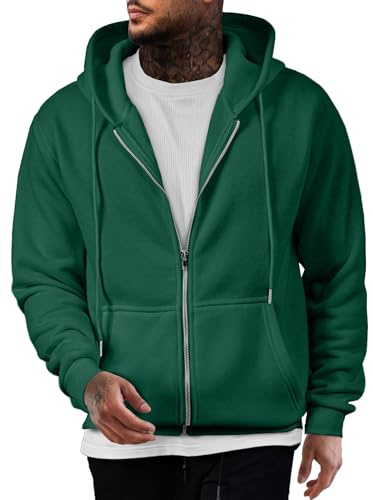 JMIERR Hoodie Herren Fleece Baumwolle Einfarbig Sweatjacke Warm | Sweatjacke Herren,Kapuzenpullover,Langarm,mit Taschen,ReiBverschluss, weichem Stoff, Freizeitjacke für Herbst und Winter