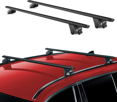 OMAC Dachträger für Nissan Qashqai J12 2021-2026 Aluminium Silber | TÜV geprüft, bis 100 kg Traglast, T-Nut-Befestigung, für integrierte Dachreling geeignet, Querträger, Grundträger