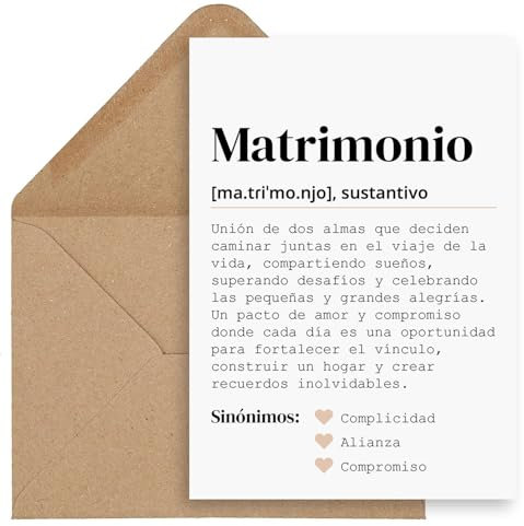 CONTRAXT Tarjeta felicitacion boda. Detalles tarjeta postal regalos de boda o matrimonio para los novios recien casados con sobre