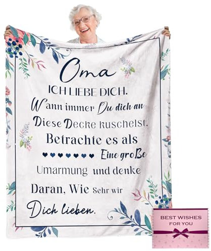 NlsqEU Oma Geschenke, Decke Geschenk für Oma, Geschenk Oma Geburtstag Oma Geburtstagsgeschenk Kuscheldecke Superweiche Decke aus Flanell 59 * 51 Zoll (Deutsch)