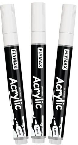 Pennarelli Paint Marker Bianco 2,5 mm – Pennarelli Permanenti Bianco Acrilici Marker Permanent Pen Acrylic, Media, Indelebili, Asciugatura rapida (confezione da 3)