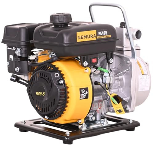 Nemura Pompe à Eau Thermique 79cm3 - Moteur 4 temps Puissant et Fiable - Débit 8 m3/h - Raccord de 25mm - Idéale pour Jardins et Espaces Extérieurs - Qualité Professionnelle - Marque Française