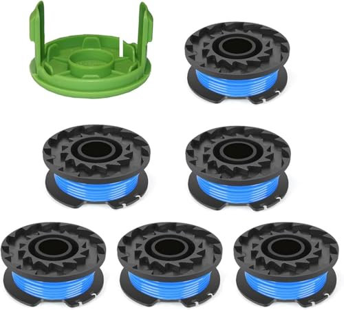 Yweller Bobine de rechange G24LT Longueur 4,8 m Épaisseur 1,65 mm Convient pour coupe-bordure Greenworks 24 V G24LT25 G24LT G24LT28 G24LT30MK2 G24LT30M Series avec couvercle de bobine (6 bobines de