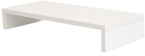 QUMIIRITY Solid Wood Monitor Riser Desk Stand for Office White 1pc Elevated Shelf