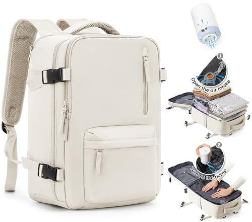 SZLX Vacuum Backpack Carry-on Luggage Women, Airbag Backpack with Vacuum System for Travel, Ryanair Travel Ruscksack Cabin Size with Pump Waterproof Men's Vacuum Suitcase