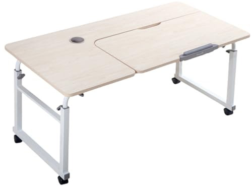 Betttisch mit Rollen, höhenverstellbar, Betttisch, mobiler Computertisch für Bett, Tisch auf dem Bett mit Rollen, Tisch über dem Bett über dem Bett