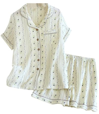 Générique Ensemble Femme Ete Short Pyjama Coton avec Et Brassière en Bio Manches Courtes Poches Pyjamas pour Ensembles De Été Vetement Pantalon Court Respirant Femmes Enceintes Extensible
