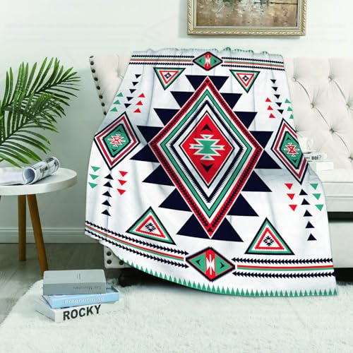MAAPCHP Kuscheldecke Flauschig Decke Fleecedecke Navajo Azteken Blau Dreieck Native AME Wohndecke Warm Winter Weich,Decke Couch Blanket,Wohn- & Kuscheldecken 150 x 130 cm,Sofa überwurfdecke