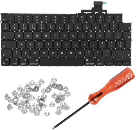 HAWSON UK Keyboard Replacement for MacBook Air M2 M3 M4 Retina 13.6 inch A2681 A3113 A3240, 15 inch A2941 A3114 A3241 2023-2025 Year UK Layout (Black)